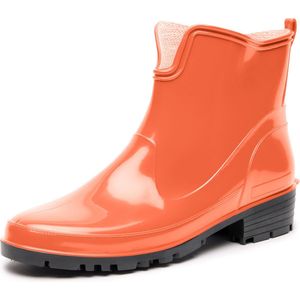 Ladeheid LA-LMG-930-Elke Dames Regenlaarzen - Rubber - Enkelhoogte - PVC - Waterdicht - Oranje - 41