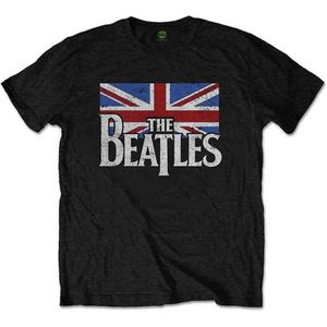 The Beatles - Drop T Logo & Vintage Flag Heren T-shirt - M - Zwart