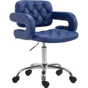 Bureaustoel - Barkruk - Chesterfield - In hoogte verstelbaar - Kunstleer - Blauw - 62x55x90 cm