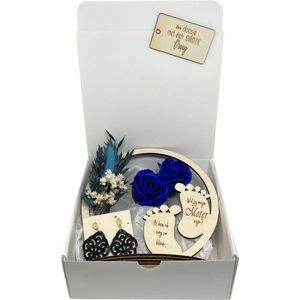 Geschenkbox Wil jij mijn METER zijn? | BLAUW| zeeproosjes | droogbloemen | oorbellen | BOHEMIAN | meter vragen | meter worden | peettante vragen | peettante worden | cadeau | doosje met een vraag