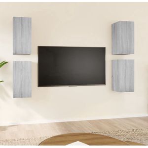 The Living Store Hangende Tv-meubelen - Moderne stijl - 30.5 x 30 x 60 cm - Kleur- Grijs sonoma eiken