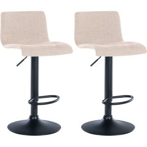 CLP Branford Set van 2 barkrukken - Met rugleuning - Met voetsteun - Metalen frame - creme Stof
