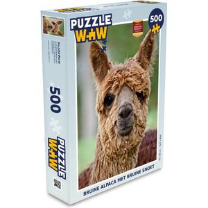 Puzzel Lama - Bruin - Macro - Legpuzzel - Puzzel 500 stukjes