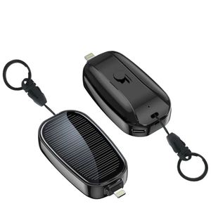Solar Powerbank Sleutelhanger 1200mAh – Zonne-energie Noodlader voor iPhone – Mini Draagbare Oplader met USB voor iPhone Modellen – Compacte Duurzame Backup Batterij voor Reizen, Outdoor, Vakantie, Festival, Kamperen en Onderweg – iPhone Zonnelader