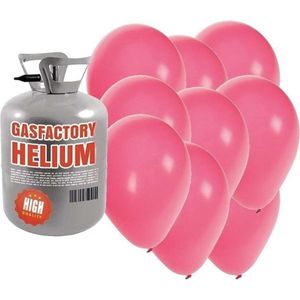 Helium tank met 50 roze ballonnen - Roze - Heliumgas met ballonnen voor een thema feest