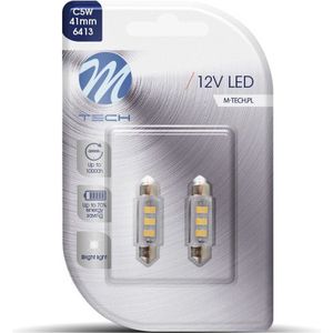 M-Tech LED C5W 12V 41mm - Basis 6x Led diode - Wit - Set