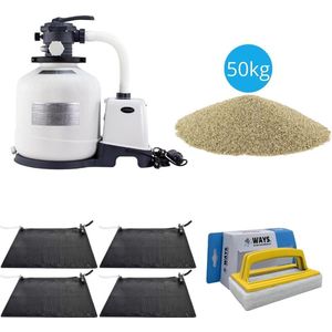 Intex - 4x Zwembad verwarming & Zandfilterpomp 3500 L/u & Filterzand 50 kg & WAYS Scrubborstel