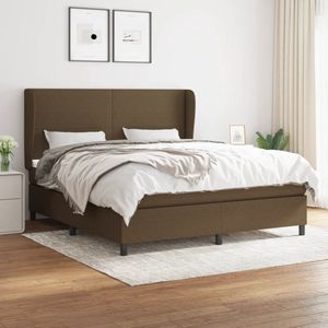 vidaXL Boxspring Donkerbruin 180x200 cm met Matras Boxspringbed - Boxspring - Donkere Bruine Bed - Tweepersoonsbed - Pocketveer Matras - Middenhard Matras - Lederlook