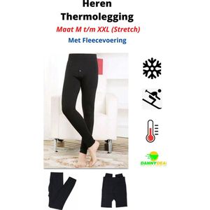Heren Comfort Thermolegging - Maat M t/m XXL - Met Gulp - Warm Gevoerd - Thermobroek - Ondergoed - Outdoor - Wintersport - Warme Legging - Fleece - Man - Zwart