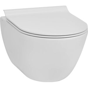 Ben Segno Compact Hangtoilet - met Free Flush en Xtra Glaze+ Incl. Slimseat Toiletbril - Mat Wit - WC Pot - Toiletpot - Hangend Toilet