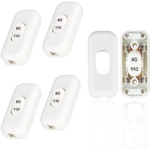 Lamp Switch 6A 250V Light Switch White Rocker Switch Cord Switch for All Types of Electric Lamps Table Lamps - Set of 4