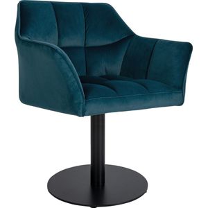 CLP Damaso Loungestoel - Binnen - Met armleuning - Eetkamerstoel Metaal frame - groen Fluweel