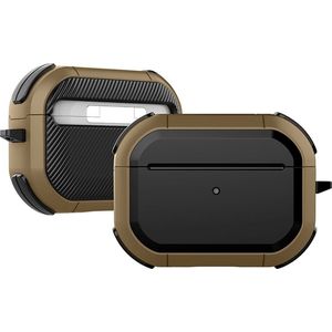 Mobigear Hoesje geschikt voor Apple AirPods Pro 2 Shockproof Hardcase Hoesje | Mobigear Slim Armor - Bruin