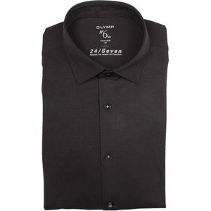 OLYMP No. Six 24/Seven super slim fit overhemd - tricot - zwart - Strijkvriendelijk - Boordmaat: 40