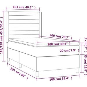 vidaXL Boxspring met matras fluweel donkergrijs 100x200 cm