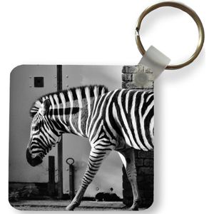 Sleutelhanger - Uitdeelcadeautjes - Zebra - Muur - Deur - Dieren - Zwart wit - Plastic