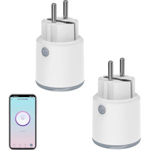Smart Socket Plug with Measurement and Timer Function - Tuya App Control - Notification Push - 16A - Compatible with Alexa Google Home (2 PCS)
