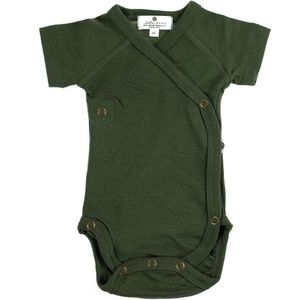 Wollen Overslagromper korte mouw – Merinowol - Rifle Green- 68 - 6 tot 9 maanden