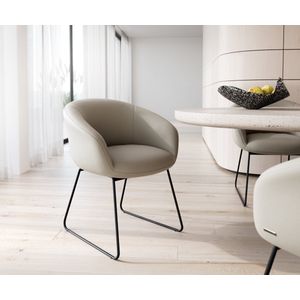 Gestoffeerde-stoel Vinka-Flex met armleuning slipframe zwart echt leer mud pocketveer kern