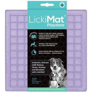 LickiMat - Classic Playdate - Lavender 20 cm - likmat- anti schrokbak hond- slowfeeder- kattenspeeltjes- hondenmand- hondenbak- honden speelgoed - hondenkussen - hondenvoer- krabpaal - kattenspeelgoed - gezondheid - project gezond