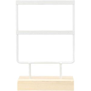 24 Gaten Sieraden Opslag Oorbellen-Kettingen Armbanden Display Stand Organizer met Houten Basis (wit)