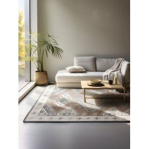 Flycarpets Terrain Designer Laagpolig vloerkleed - Lakan - Bruin / Crème - 160x235 cm