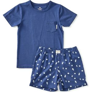 Little Label Pyjama Jongens Maat 98-104/4Y - donkerblauw - print - Shortama - Zachte BIO Katoen