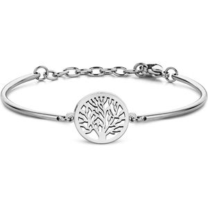 CO88 Collection Inspirational 8CB 90395 Stalen Armband met Hanger - Levensboom 17 mm - One-size - Zilverkleurig