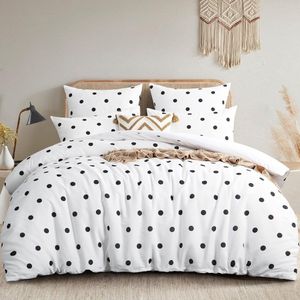 Ibenzoa® Beddengoedset in Luxe Microvezel met Trendy Polkadot-Design en Praktische Ritssluitingen