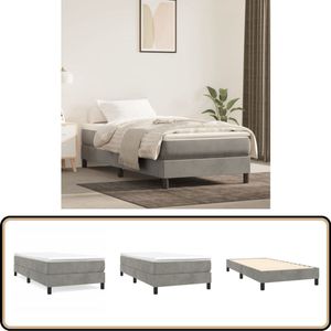 vidaXL Bedframe 90x200 cm Fluweel Lichtgrijs Boxspring Frame - Slaapcomfort - Fluweel Bed - Grijs Bed - Tweepersoons Bed