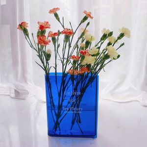 Boekenvaas Tafeldecoratie Bloemenvaas Tulpenvaas Kleine vazen ​​voor tafeldecoratie Heldere boekenvaas Bloemenvaas van helder acryl voor bloemen of kunstbloemen (blauw acryl)