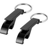 Set van 5x stuks flesopeners met sleutelhangers zwart 6 cm