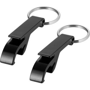 Set van 5x stuks flesopeners met sleutelhangers zwart 6 cm