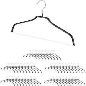 Antislip kledinghanger 50 stuks - Kleerhangers voor overhemden en blouses - Rubberen ommanteling - Metaal - 42cm - Zwart kledinghangers