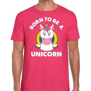 Born to be a unicorn pride t-shirt - roze regenboog shirt voor heren - gay pride S