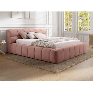 PASCAL MORABITO Bed met opbergruimte 180 x 200 cm - Stof - Roze - FORVIK van Pascal Morabito L 224 cm x H 95 cm x D 255 cm