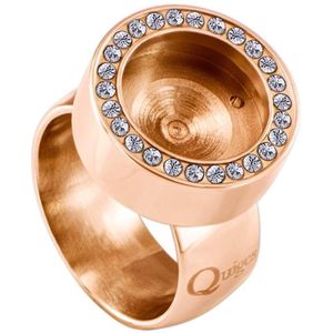 Quiges RVS Schroefsysteem Zirkonia Ring Rosegoudkleurig 18mm met Verwisselbare 12mm Mini Munt - SLSRS49618