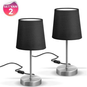 B.K.Licht - Tafellampen - 2 stuks - zwart - bedlamp - E14