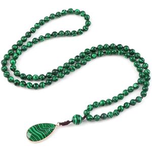 N3 Collecties Groene Natuursteen Malachiet Lange Ketting Voor Unisex