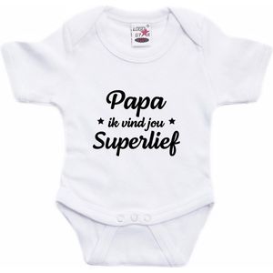 Papa superlief tekst baby rompertje wit jongens en meisjes - Kraamcadeau/ Vaderdag cadeau - Babykleding 92