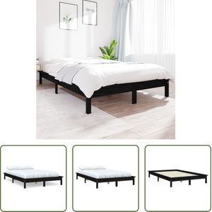 The Living Store Houten Bed - Klassiek - Bedframe - 150 x 200 cm - Ken- Massief grenenhout - Kleur- Zwart