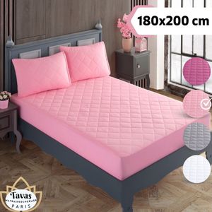 Tavas Waterdicht Matrasbeschermer 180x200 cm Roze Gewatteerde 100% Katoen Molton Hoeslakenbadstof Rondom Elastiek Waterdichte Matras Beschermer Incontinentie