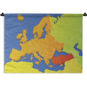 Wandkleed Kleurrijke kaart Europa - Europe map with national borders Countries colors can easily be changed Wandkleed katoen 90x67 cm - Wandtapijt met foto