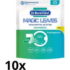10x Dr. Beckmann Magic Leaves Universeel - 10x25 wasvellen - 250 wasbeurten - Wasmiddel bladen - Milieuvriendelijk