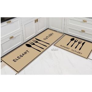 Keukenloper Kitchen 2 stuks - 40x60cm + 65x180cm - keukentapijt- wasbaar -Vloerkleden - Keuken Tapijt - Keukenmat - Loper Tapijt - Loper Vloerkleed