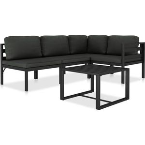 vidaXL - 5-delige - Loungeset - met - kussens - aluminium - antraciet