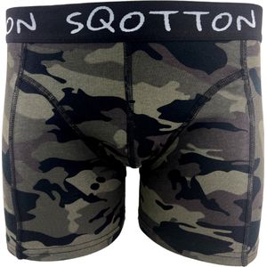 Boxershort - SQOTTON® - Camouflage - Kaki - Maat L