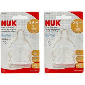 NUK | First Choice Flesspeen | 0-6 maanden | set: 2 x 2 stuks | maat : L | 0-6 maanden