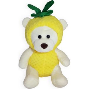 Teddybeer Wit in Ananas Onesie Pyjama Pluche Knuffel 35 cm - Knuffelbeer Speelgoed Teddy Bear voor Kinderen Jongens Meisjes Baby - Knuffeldier Teddy Pineapple Plush Knuffels