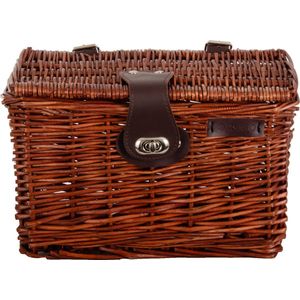 AMIGO Fietsmand Met Deksel - Bruin - Riet - 16 Liter